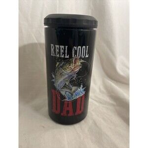 Reel Cool Dad Fishing American Flag can cooler stainless Gift Dad fireman fish